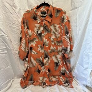 VTG 90's Scandia Woods Hawaiian Shirt Mens‎  3XL  Orange Floral Print Rayon